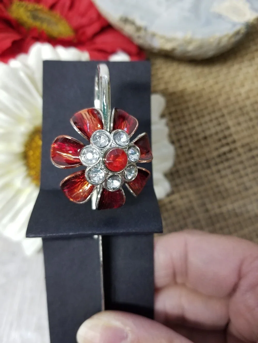 Red Metal Flower Bookmark